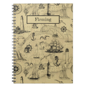 Carnet Navires nautiques vintages Nom Travel Writing Jour