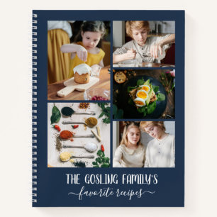 Carnet Navy Blue Photo Collage Recettes de la famille