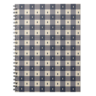Carnet Navy Gray Checkerboard Diamond Pattern