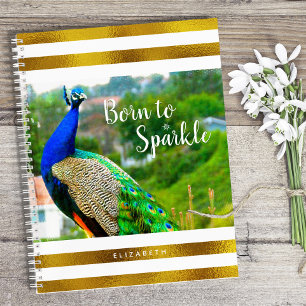 Carnet Né à Sparkle Chic Peacock Blancs d'or