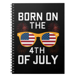 Carnet Né le 4 juillet Lunettes de soleil d'anniversaire 