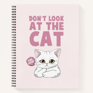 Carnet Ne regardez pas le chat - Drôle chat blanc