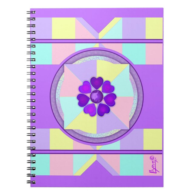 Carnet NEON & coeur violet battre (Devant)
