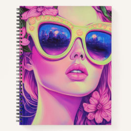 Carnet Neon Dream Girl avec lunettes de soleil florales