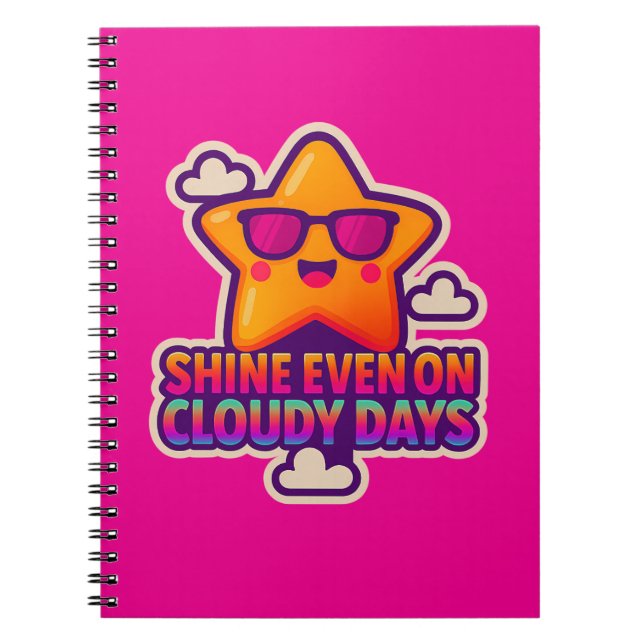 Carnet Neon Kawaii Star - "Shine even on Cloudy Days" (Devant)