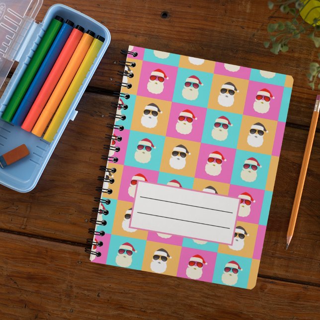 Carnet Neon Père Noël avec lunettes de soleil Motif Cool  (Créateur téléchargé)