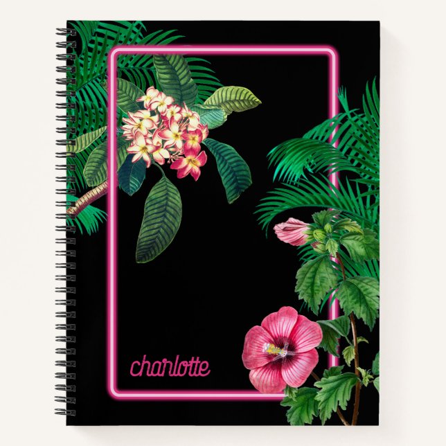 Carnet Neon Pink Tropical Botanical Été (Devant)