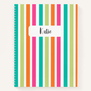 Carnet Neon rainbow rayures amusant rétro