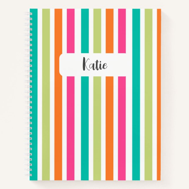 Carnet Neon rainbow rayures amusant rétro (Devant)