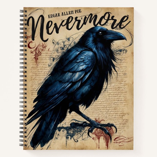 Carnet NEVERMORE Edgar Allen Poe Crow (Devant)