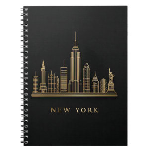 Carnet New York Skyline Gold Line Art