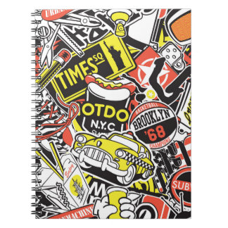 Carnet New York urbain : patchwork autocollant.