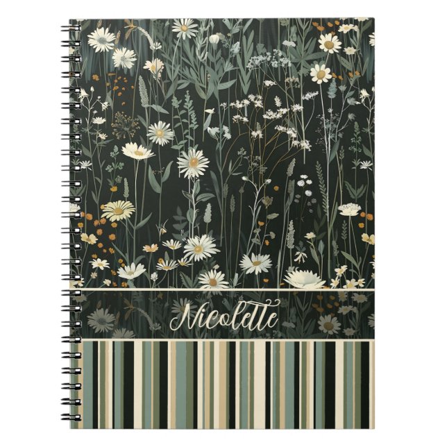 Carnet Nicolette Dark Daisy Floral Strié (Devant)