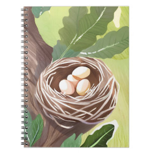 Carnet Nid d'oiseau Peinture de nature d'œufs à l'aquar