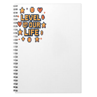 Carnet "Niveau vers le haut de votre vie" - Pixel Art Mot