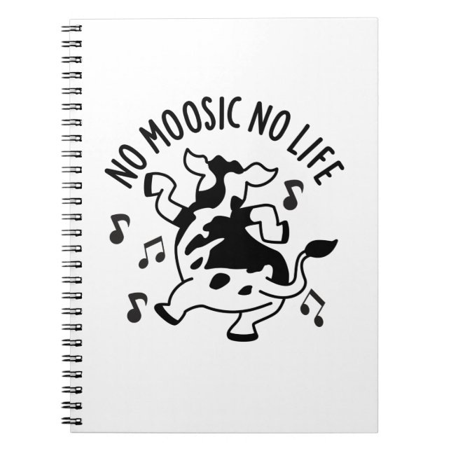 Carnet No Moosic No Life Funny Cow Pun (Devant)