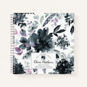 Carnet Nocturne Floral Aquarelle marine Monogramme person