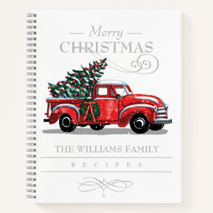 Carnet Noël Camion Vintage Nom de famille Vacances Recet