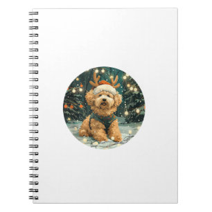 Carnet Noël Cavapoo Reindeer Chien Santa Hat Cute Holi