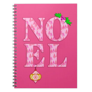 Carnet NOEL dans un Motif d'arbre de Noël rose