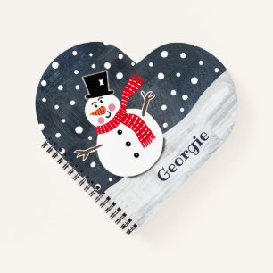 Carnet Noël de bonhomme de neige personnalisé
