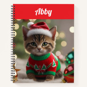 Carnet Noël de chat Abyssinien mignon Personnalisé