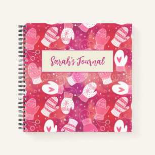 Carnet Noël d'hiver Mittens Motif en rose