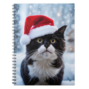 Carnet Noël du chat noir et blanc