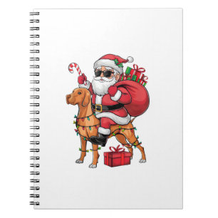 Carnet Noël Éclairage Père Noël équitation Vizsla Chien N