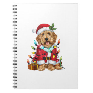 Carnet Noël Éclairage Père Noël Labradoodle Chien Noël