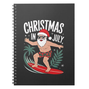 Carnet Noël en Juillet Funny Surfing Père Noël Vacances