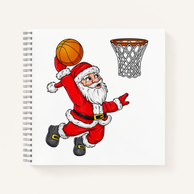Carnet Noël Père Noël Dunking Basketball Funny X (Devant)