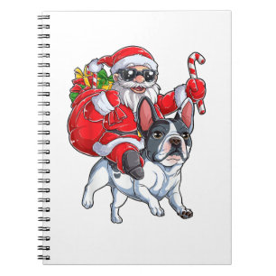Carnet Noël Père Noël équitation Français Chien-taureaux 