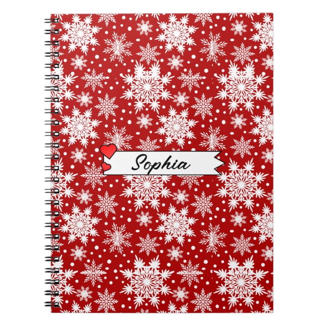Carnet Noël Rouge et blanc Flocon de neige Motif sans cou (Devant)