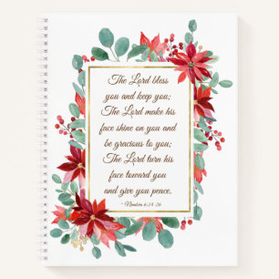 Carnet Noël Seigneur Bénis Tu Bible Verse Poinsettia