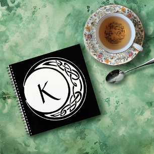 Carnet Nœud Celtique Monogramme Cercle Lunaire Noir Blanc