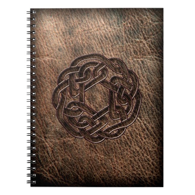 Carnet Noeud celtique rond sur le cuir (Devant)