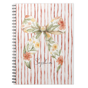 Carnet Nœud floral à rayures rouges