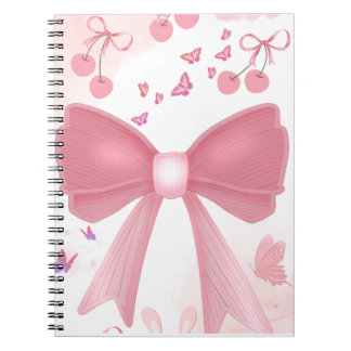 Carnet Nœud Rose Coquette et Cerises – Collage Esthétique