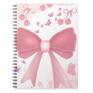 Carnet Nœud Rose Coquette et Cerises – Esthétique Collage