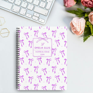 Carnet Nœuds Coquette Violet et Blanc Monogramme pour Fil
