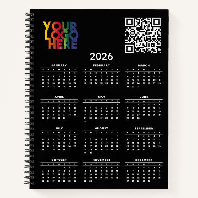 Carnet Noir 2026 Calendrier Business Logo Code QR (Devant)