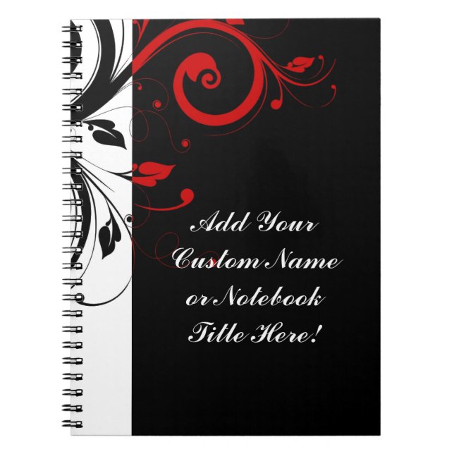 Carnet Noir Blanc Rouge Inverse Swirl Personnalisé (Devant)