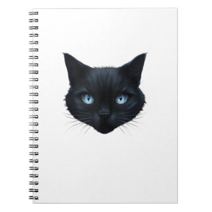 Carnet Noir Chat Visage Bleu Yeux Graphique Tee Chat Homm