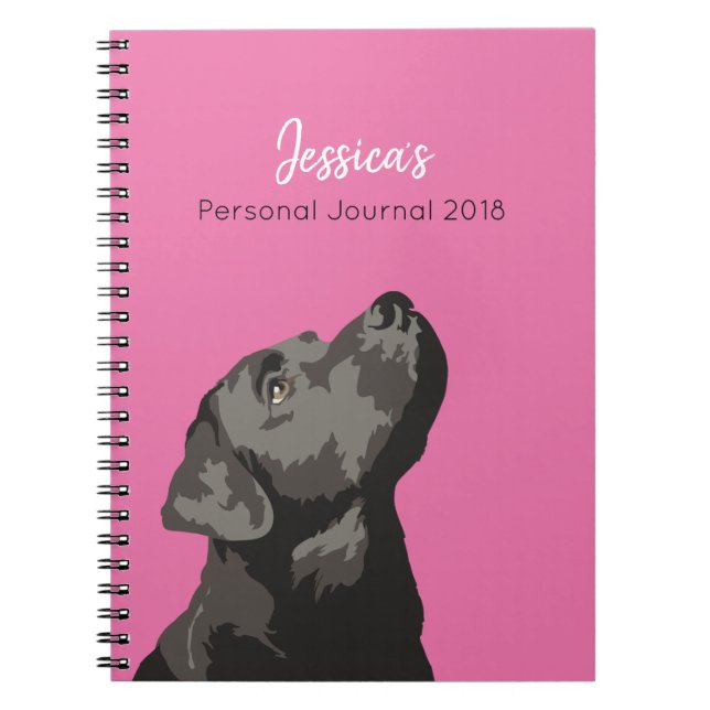 Carnet noir de journal personnalisé par Labrador (Devant)