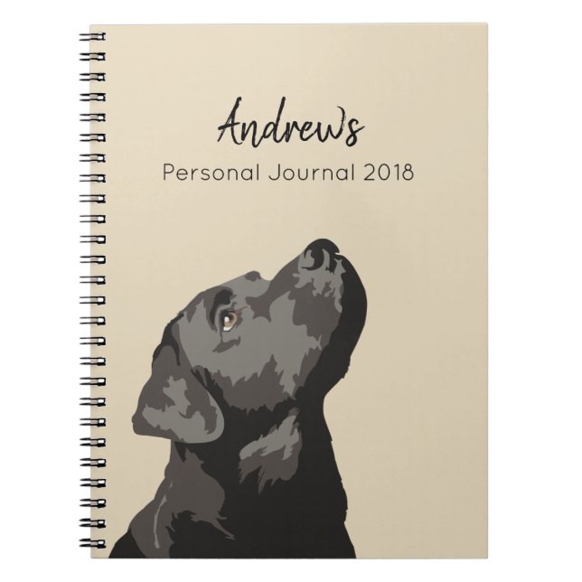 Carnet noir de journal personnalisé par Labrador (Devant)