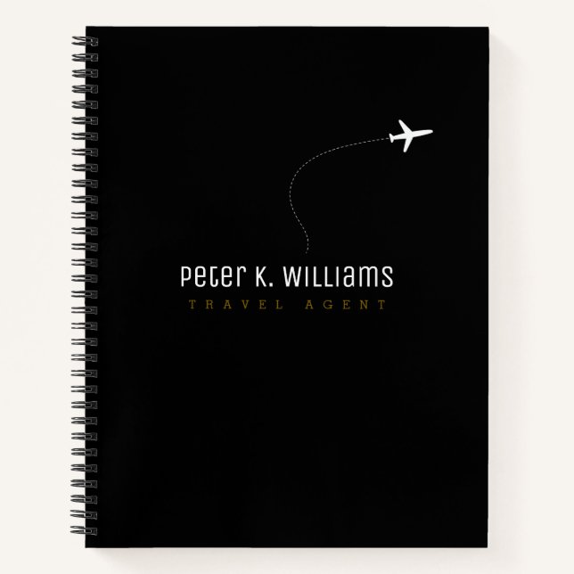 Carnet noir de l'agent de voyage avec avion (Devant)