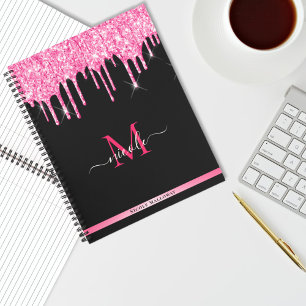 Carnet noir de Parties scintillant de séchage rose