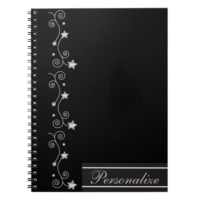 Carnet Noir Elegant Star Design (Devant)