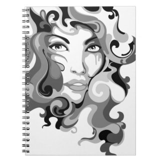 Carnet noir et blanc de fille de graffiti